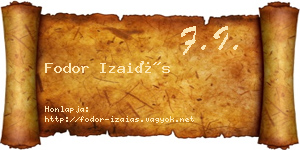 Fodor Izaiás névjegykártya
